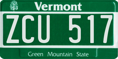 VT license plate ZCU517