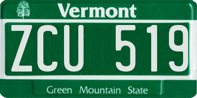 VT license plate ZCU519