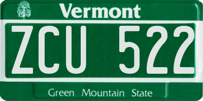 VT license plate ZCU522