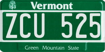 VT license plate ZCU525