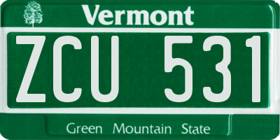 VT license plate ZCU531