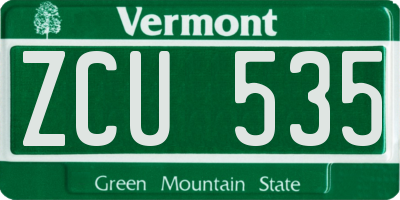 VT license plate ZCU535