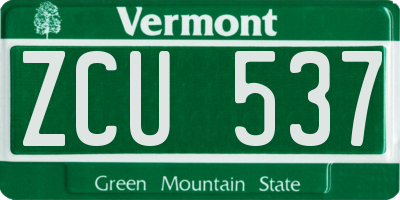 VT license plate ZCU537