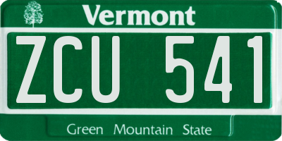 VT license plate ZCU541
