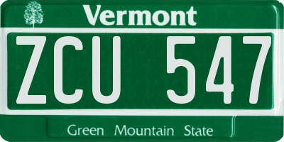 VT license plate ZCU547