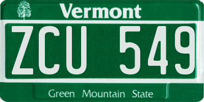 VT license plate ZCU549