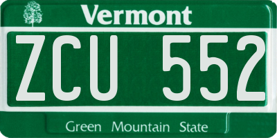 VT license plate ZCU552