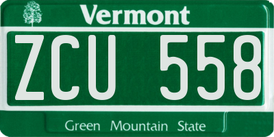 VT license plate ZCU558