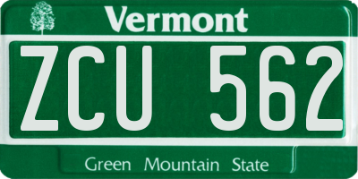 VT license plate ZCU562