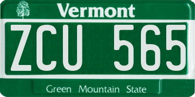 VT license plate ZCU565