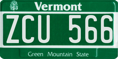 VT license plate ZCU566