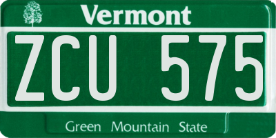 VT license plate ZCU575