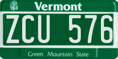 VT license plate ZCU576