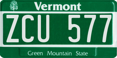 VT license plate ZCU577