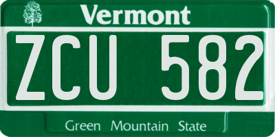 VT license plate ZCU582