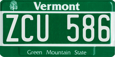 VT license plate ZCU586