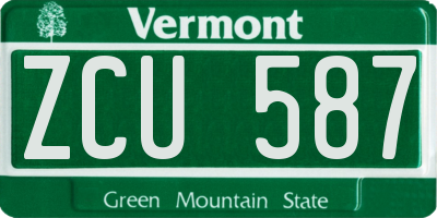 VT license plate ZCU587
