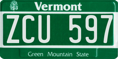 VT license plate ZCU597