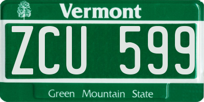 VT license plate ZCU599