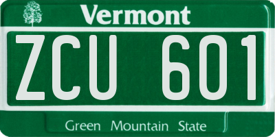 VT license plate ZCU601