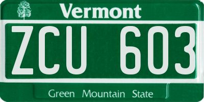 VT license plate ZCU603