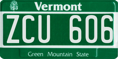 VT license plate ZCU606