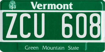 VT license plate ZCU608