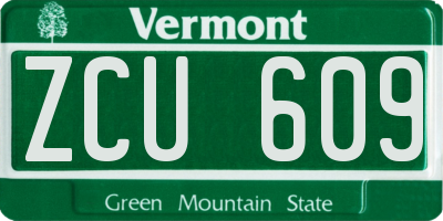 VT license plate ZCU609