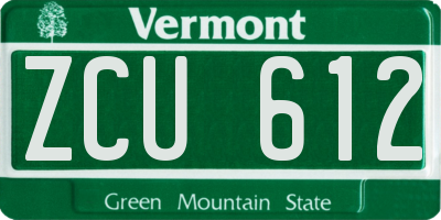 VT license plate ZCU612