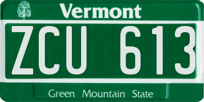 VT license plate ZCU613