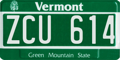 VT license plate ZCU614