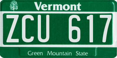 VT license plate ZCU617