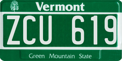 VT license plate ZCU619
