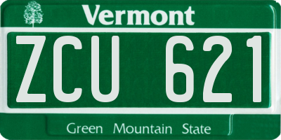 VT license plate ZCU621