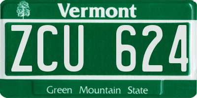 VT license plate ZCU624