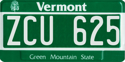 VT license plate ZCU625