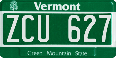 VT license plate ZCU627