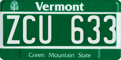 VT license plate ZCU633