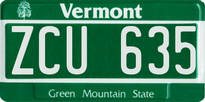 VT license plate ZCU635