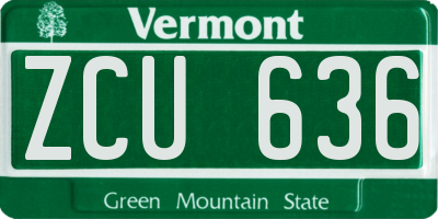 VT license plate ZCU636