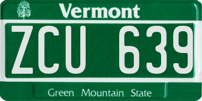 VT license plate ZCU639