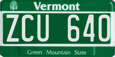 VT license plate ZCU640