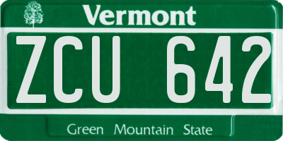 VT license plate ZCU642