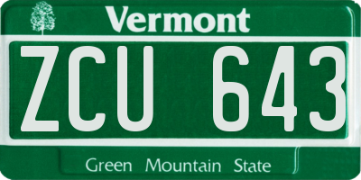 VT license plate ZCU643