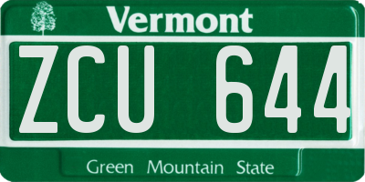 VT license plate ZCU644
