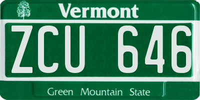 VT license plate ZCU646