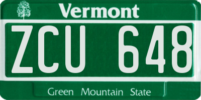 VT license plate ZCU648
