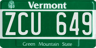 VT license plate ZCU649