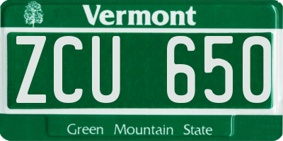 VT license plate ZCU650
