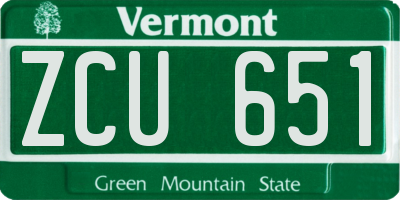 VT license plate ZCU651